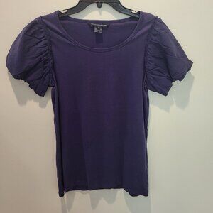 Women's Purple French Connection Blouse with Puffed Sleeves (L)